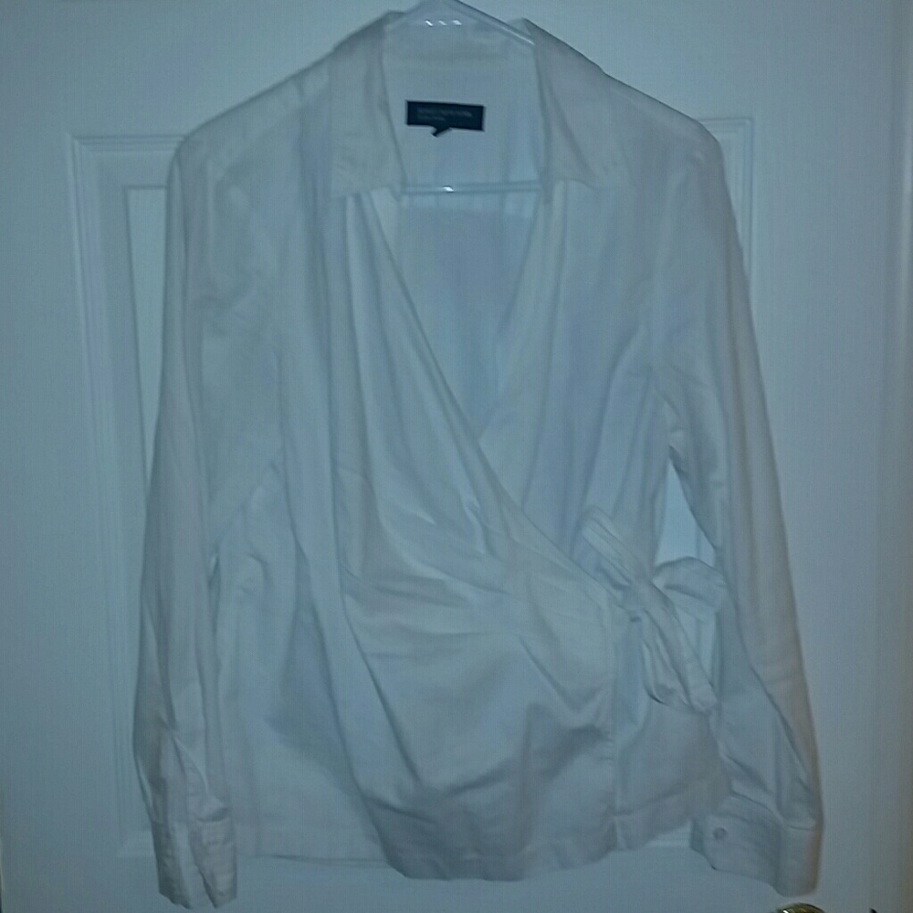 Jones New York white wrap blouse